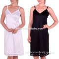 Women Full Slips Nylon Satin V Neck Straight Dress Nightwear Adjustable Strap Lace Full Slip
